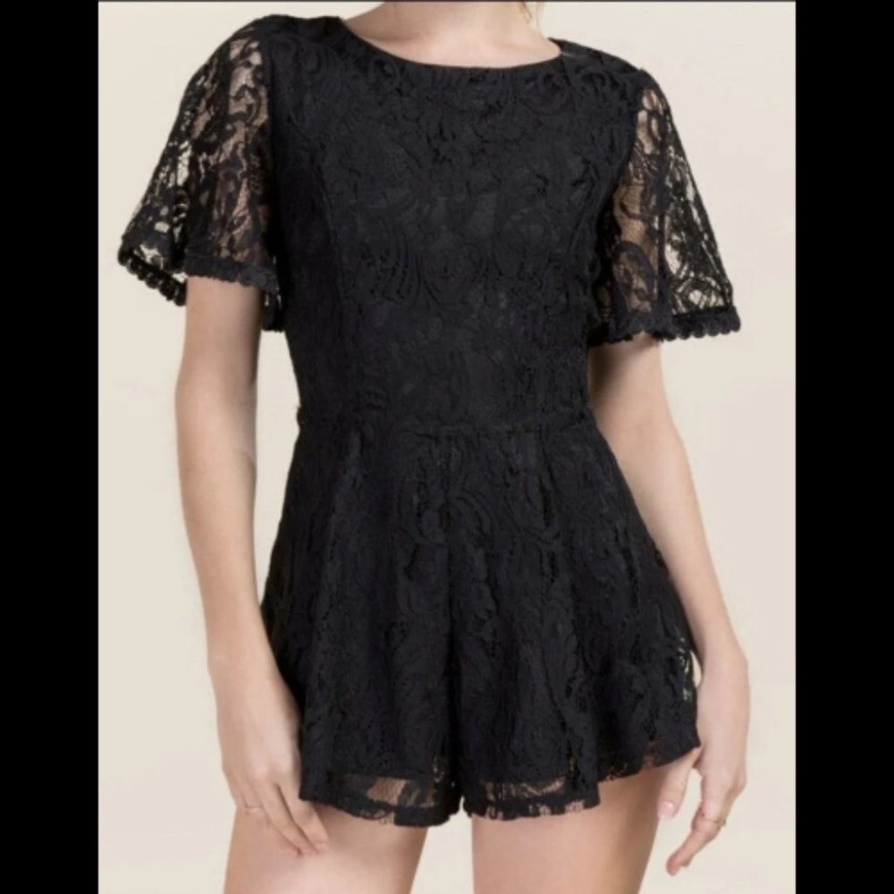 Black Lace Romper - Francesca's